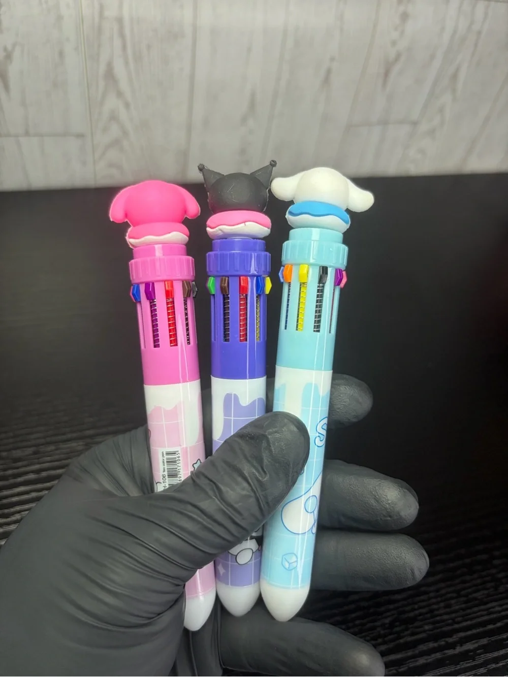 3 NEW Sanrio Pastel Multi-Ink Character Pens - Blue, Purple, Pink